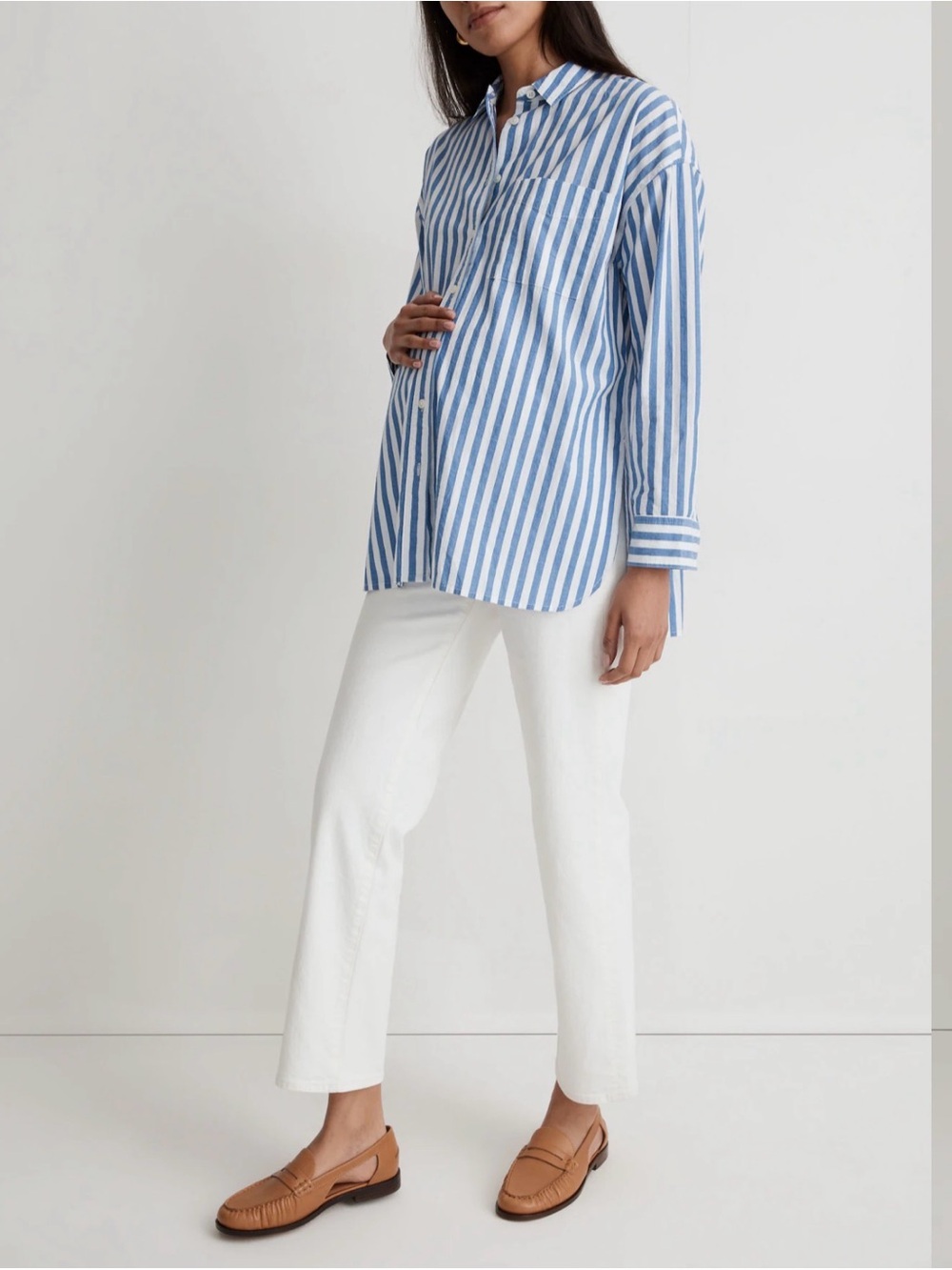 Maternity Over-the-Belly Perfect Vintage Straight Jean in Tile White